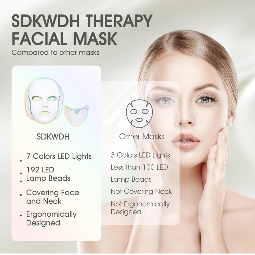 7 Color LED Face Mask- Light Therapy - Picture 4 of 14